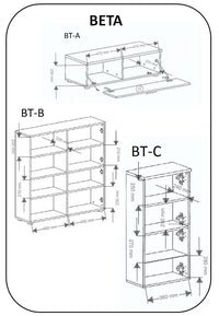 Mobile TV 300x42x189cm Parete da soggiorno e pranzo contemporaneo colore Bianco Laccato e Bianco Mate RF9