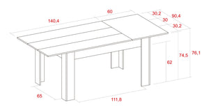 Tavolo da pranzo allungabile 140 fino 200x90x76cm, colore Naturale RF754