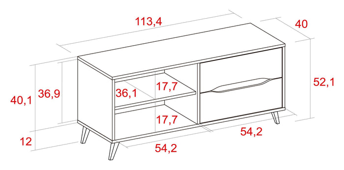 Mobile TV 113x40x52cm per soggiorno con 2 cassetti e 1 porta soggiorno colore Rovere e Grigio Modello KAI RF756