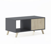 Tavolino 92x50x45cm per sala da pranzo Grigio Antracite e colore Rovere RF620