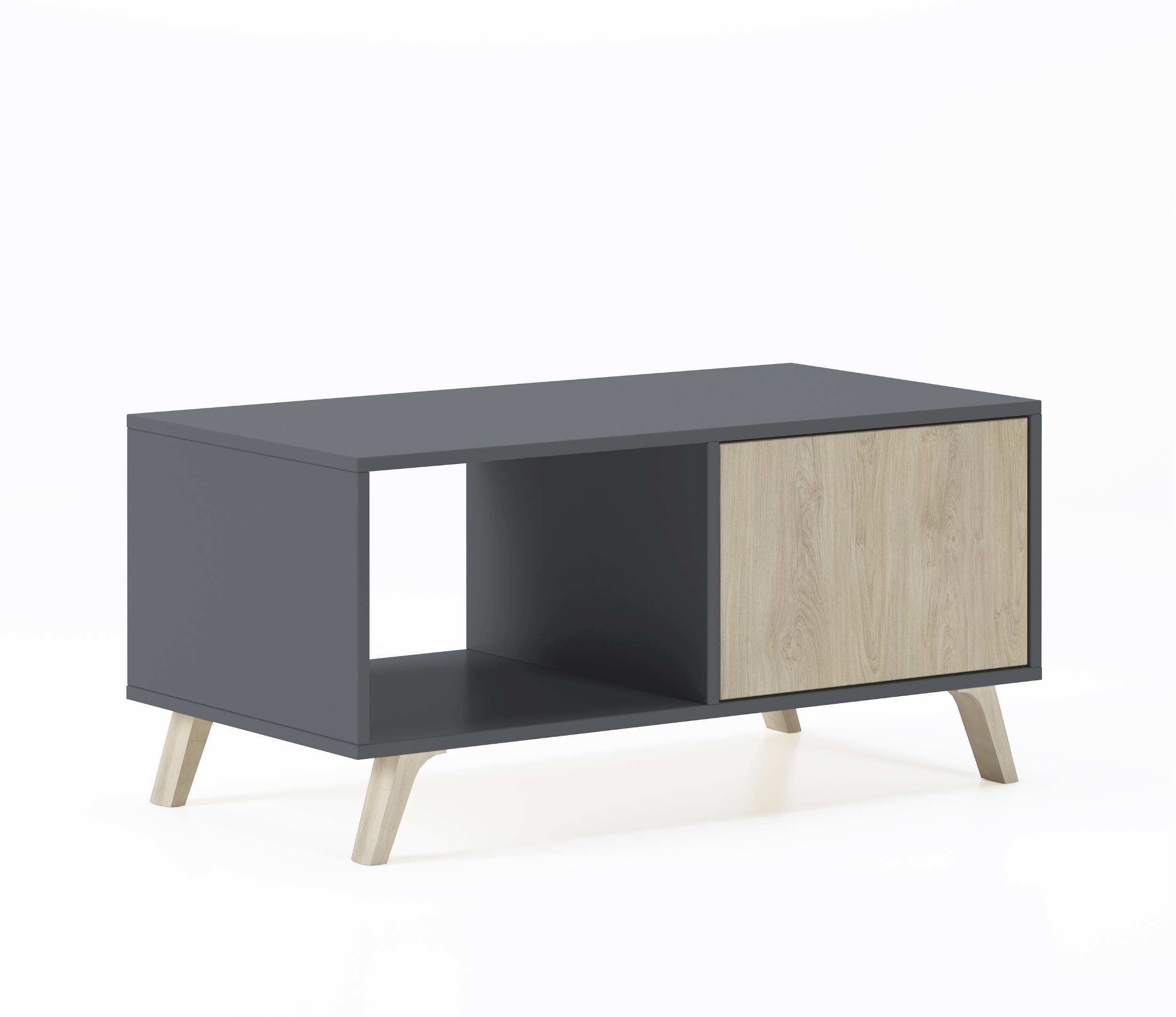 Tavolino 92x50x45cm per sala da pranzo Grigio Antracite e colore Rovere RF620