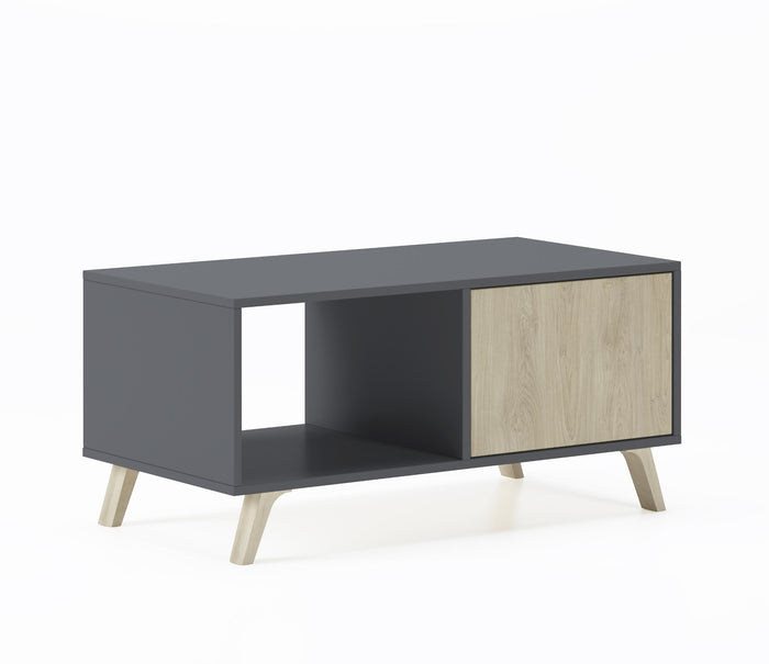 Tavolino 92x50x45cm per sala da pranzo Grigio Antracite e colore Rovere RF620