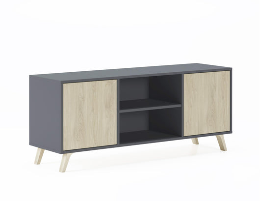 Mobile TV 137x40x57cm a 2 porte soggiorno colore Grigio Antracite e Rovere modello Wind RF616