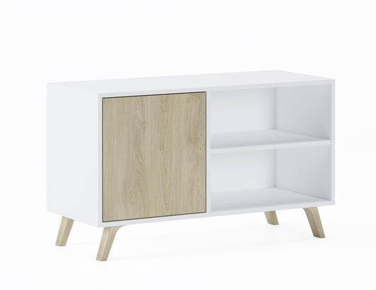 Mobile TV 95x40x57cm soggiorno salotto con porta sinistra colore Bianco e Rovere modello Wind RF614