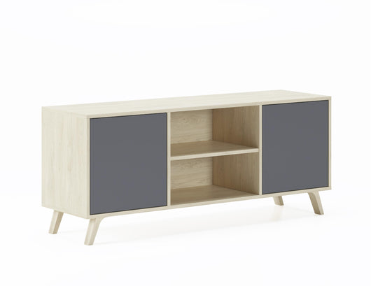 Mobile TV 137x40x57cm a 2 porte soggiorno colore Rovere e porte colore Grigio Antracite modello Wind RF615