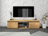 Mobile TV 140x40x41cm per soggiorno con 2 porte e 2 comparti colore Rovere e nero modello Naturale RF890