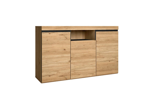 Credenza soggiorno Sala da pranzo ufficio colore Rovere e Nero 3 Porte 1 Comparti 140x40x81cm RF898