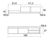 Mobile da Soggiorno IDEM - 1 Mobile TV - 1 Mensola e Armadietto  - Bianco/Nero - 200x40x180cm RF958