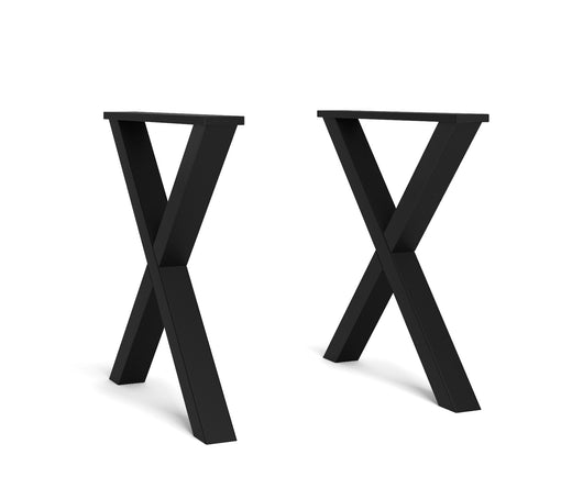 Gambe set Supporto forma a X 72x72cm in legno massiccio per tavolo da pranzo o scrivania ufficio colore Laccato nero