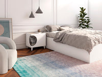 Tavolino cuccia per cani o animali 46,8x37x40cm, ELLIE, ingresso laterale per per lettiera colore Bianco e colore Rovere RF978