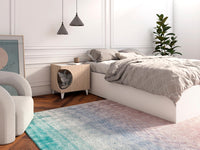 Tavolino cuccia per cani o animali 46,8x37x40cm, ELLIE, ingresso laterale per per lettiera colore Rovere e Bianco RF981