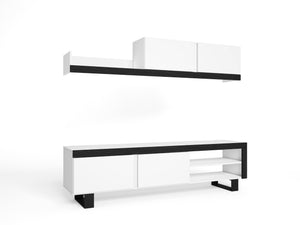 Mobile da Soggiorno IDEM,  200x40x180cm Mobile TV basso, Colore Bianco/Nero, stile moderno 200x40x180cm RF987
