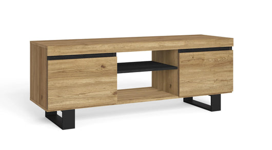 Mobile TV 140x40x53cm con 2 porte e 2 alloggi colore Rovere e nero modello Naturale RF983