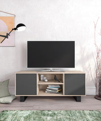 Mobile TV 137x40x57cm con 2 porte salone-soggiorno colore Rovere e Grigio Antracite modello Wind RF1005
