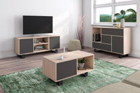 Mobile TV 137x40x57cm con 2 porte salone-soggiorno colore Rovere e Grigio Antracite modello Wind RF1005