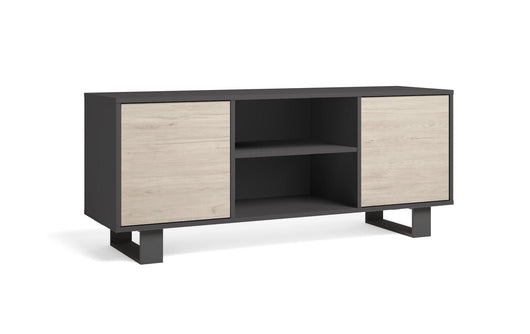 Mobile TV 137x40x57cm con 2 porte soggiorno colore Grigio Antracite e colore Rovere modello Wind RF1006
