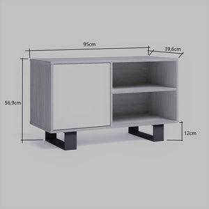Mobile TV 95x40x57cm soggiorno pranzo con porta a sinistra colore Grigio Antracite e colore Rovere modello Wind RF1002