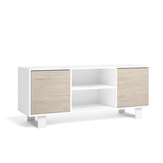 Mobile TV 137x40x57cm a 2 porte soggiorno colore Bianco e  colore Rovere modello Wind RF1023