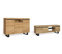 Naturale set sala da pranzo, Credenza-Mobile TV 160cm colore Rovere e nero RF992