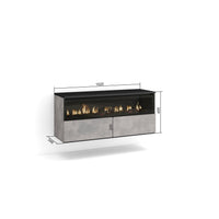 Caminetto elettrico LED, 102x35x45cm, 1 apertura, 1 porta, da appendere, grigio cemento RF2321