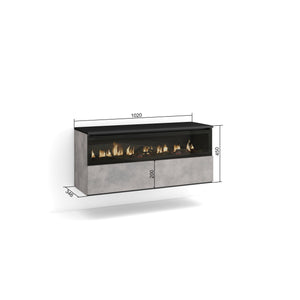 Caminetto elettrico LED, 102x35x45cm, 1 apertura, 1 porta, da appendere, grigio cemento RF2321