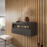 Caminetto elettrico LED, 102x35x45cm, 1 apertura, 1 porta, da appendere, Nero RF2322