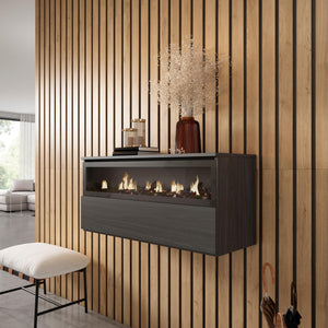 Caminetto elettrico LED, 102x35x45cm, 1 apertura, 1 porta, da appendere, Nero RF2322