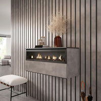 Caminetto elettrico LED, 102x35x45cm, 1 apertura, 1 porta, da appendere, grigio cemento RF2321