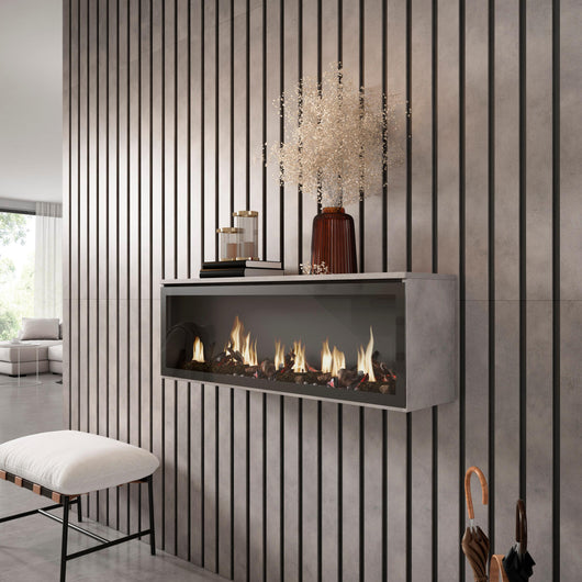 Caminetto elettrico LED, 107x25x38cm, Soggiorno - Sala da pranzo, grigio Cemento RF2333