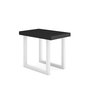 Consolle allungabile, 58 fino 180x90x73cm, Per 8 persone, Gambe in legno, Bianco e nero RF2778