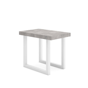 Consolle allungabile, 58 fino 180x90x73cm, Per 8 persone, Gambe in legno, Bianco e grigio cemento RF2779