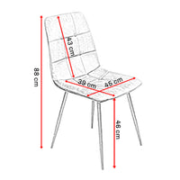 Pack di 4 sedie da pranzo, Sedia imbottita in velluto, Struttura in metallo, Comodo schienale e base imbottiti. RF2012