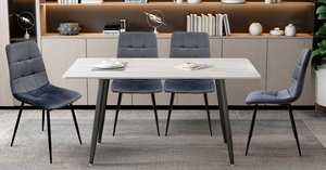 Pack di 4 sedie da pranzo, Sedia imbottita in velluto, Struttura in metallo, Comodo schienale e base imbottiti. RF2012