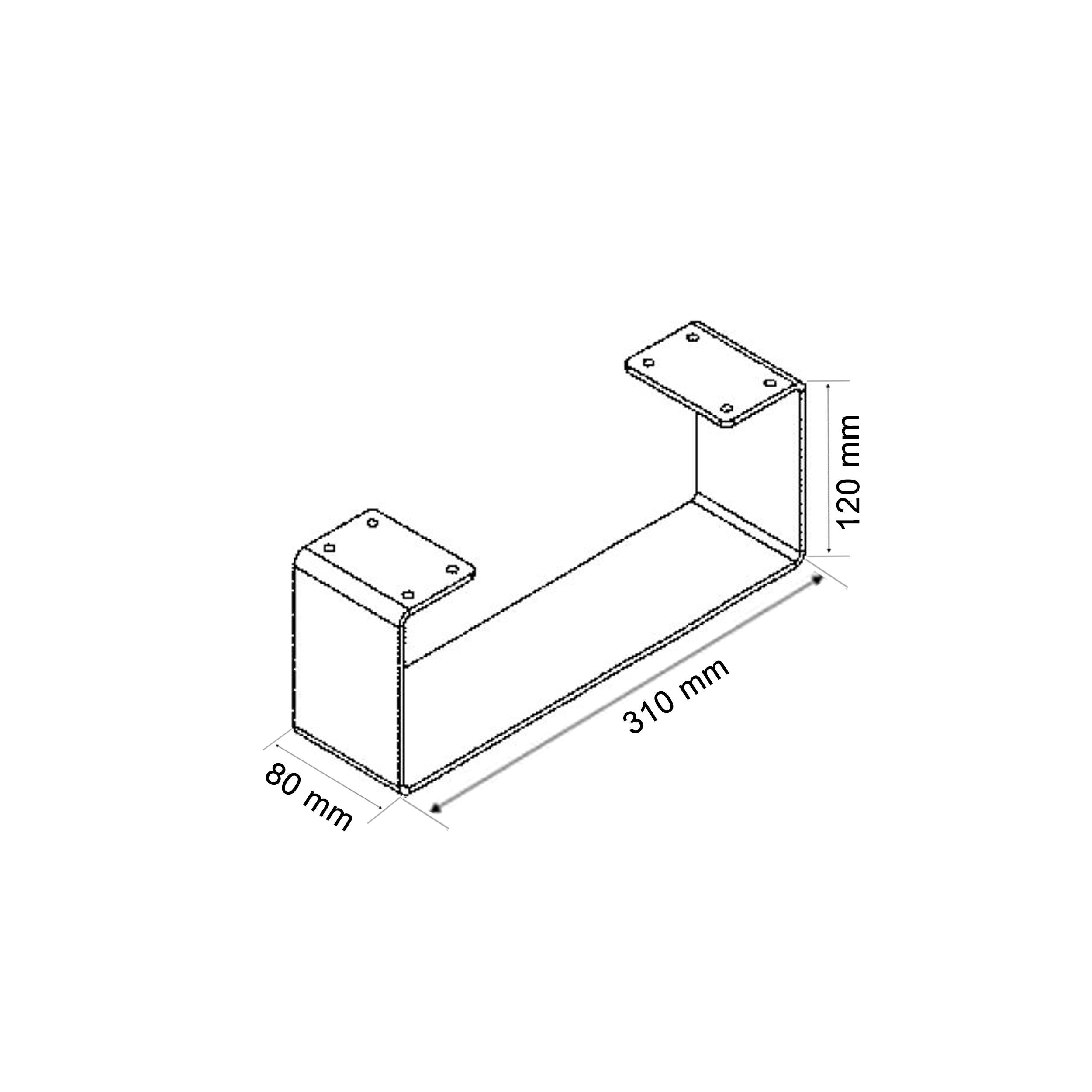 Set di 2 Gambe in Metallo a U, 31x12 cm, Supporto Robusto, Per Mobili, Stile Industriale, Nero