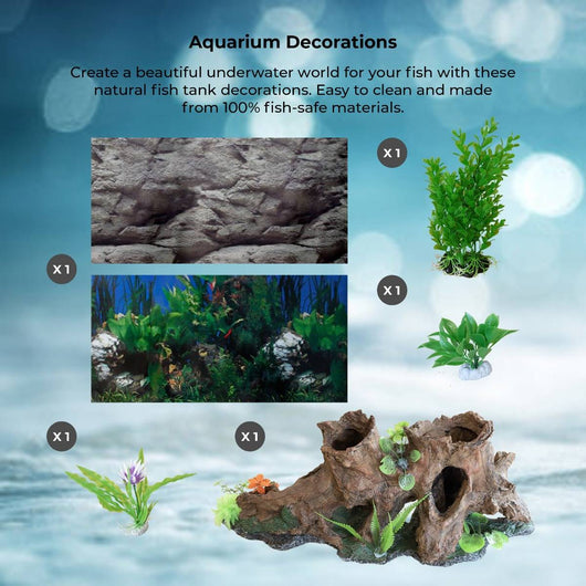 Acquario 300 Litri con Armadietto Bianco e Kit con Fondale, Piante e Ghiaia Blu