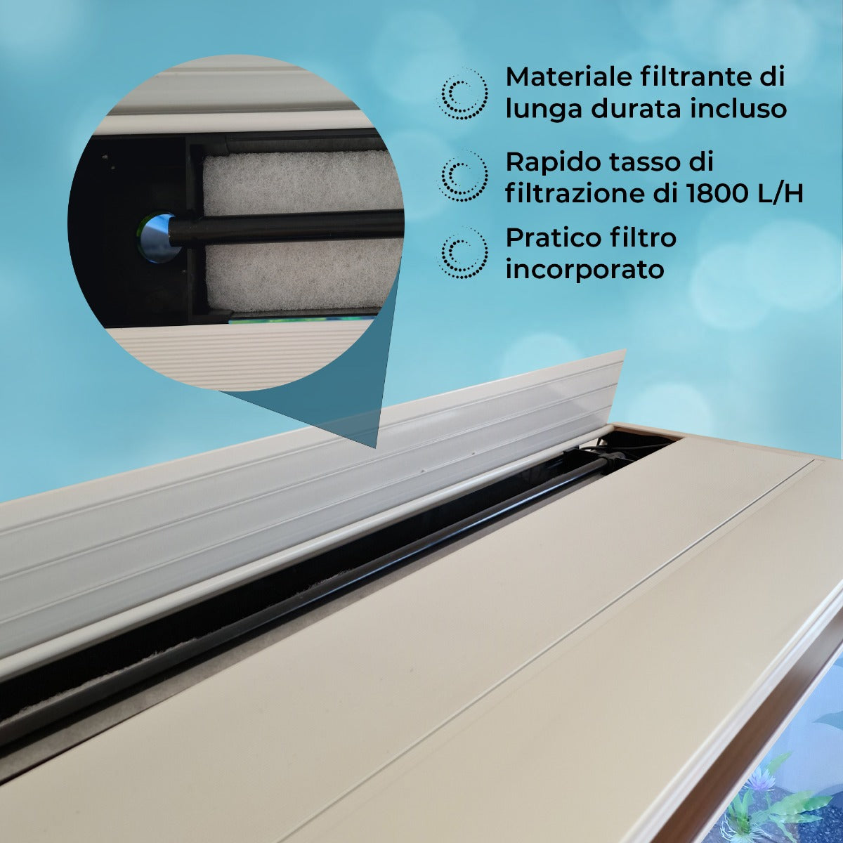 Acquario 300L con Armadietto Bianco e Kit con Fondale, Piante e Ghiaia Bianca