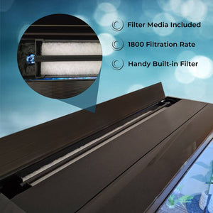 Acquario 300 Litri con Armadietto Nero e Kit con Fondale, Piante e Ghiaia Nera