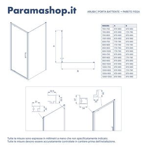 Box doccia 70x80 cm con apertura a battente vetro 6mm opaco h195 cm | Aruba
