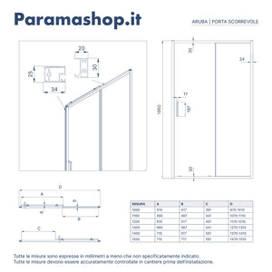 Porta doccia 150cm apertura scorrevole vetro 6mm opaco  | Aruba