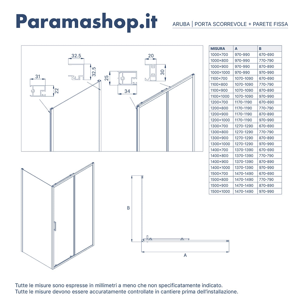 Box doccia 100x100 cm con apertura scorrevole vetro 6mm opaco h195 cm | Aruba