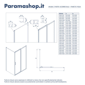 Box doccia 150x100 cm con apertura scorrevole vetro 6mm opaco h195 cm | Aruba