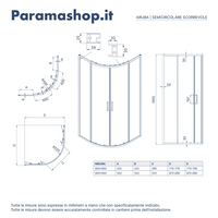 Box doccia semicircolare 90x90cm vetro 6mm trasparente | Aruba