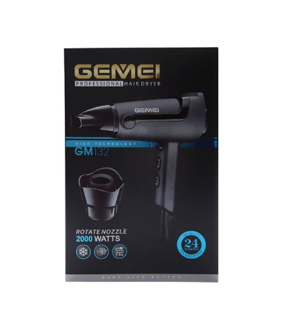 Asciugacapelli 2000 Watt Gm-132 Professionale 3 Velocità  Con Ugello Rotante Phon         