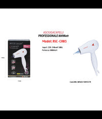 Asciugacapelli Da Viaggio 800w Pieghevole Phon Capelli Con Beccuccio Precisione Asc-ca03         