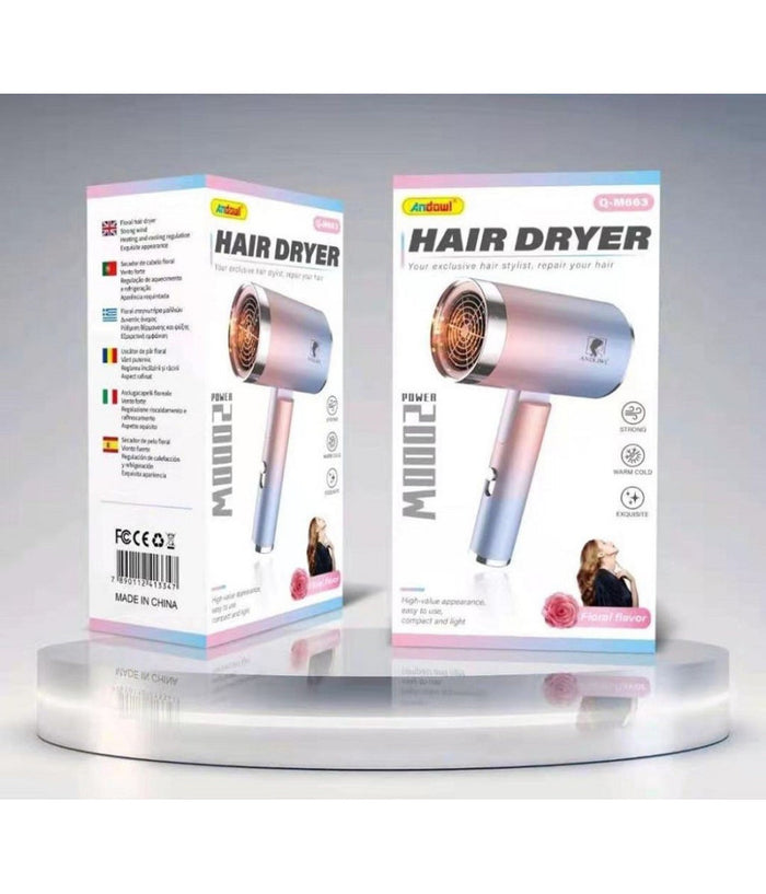 Asciugacapelli Floreale Phon Professionale 2000 Watt Da Viaggio Compatto Q-m663         