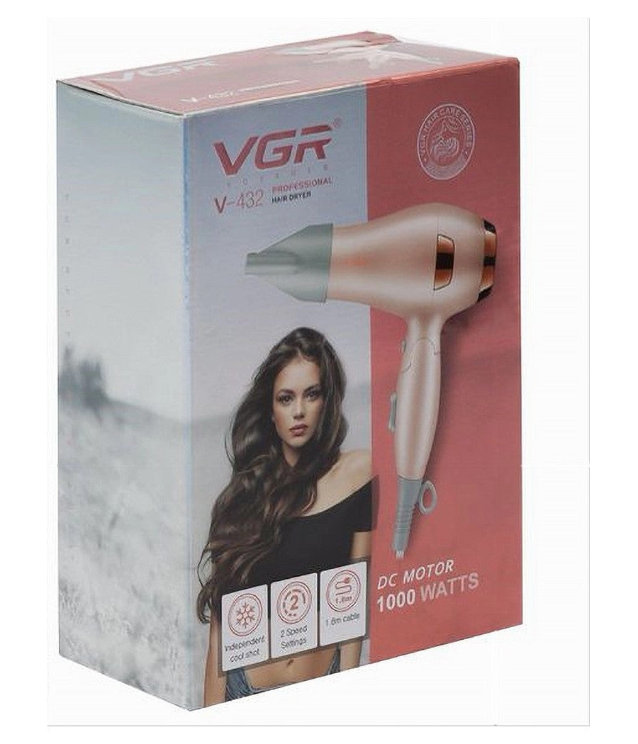 Asciugacapelli Pieghevole Professionale 1000w 2 Velocità  Ugelli Rimovibili V-432         