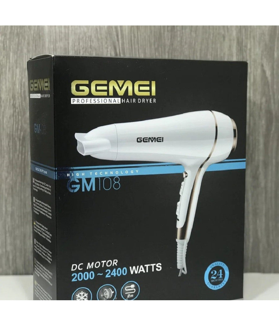 Asciugacapelli Professionale 2400 W Phon Per Salone 3 Velocità  Beccuccio Gm-108         