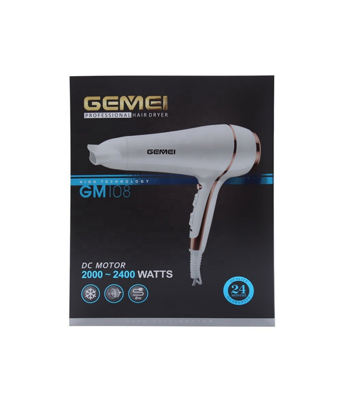 Asciugacapelli Professionale 2400 W Phon Per Salone 3 Velocità  Beccuccio Gm-108         