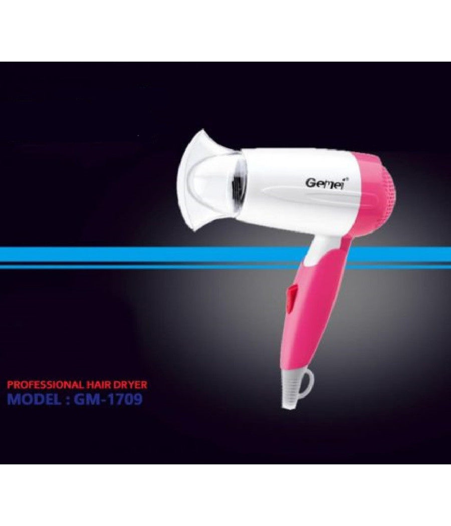 Asciugacapelli Professionale Phon Portatile Pieghevole 1000 W Da Viaggio Gm-1709         