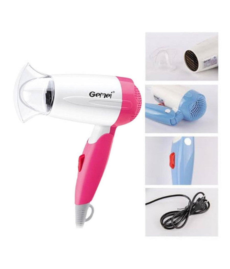 Asciugacapelli Professionale Phon Portatile Pieghevole 1000 W Da Viaggio Gm-1709         